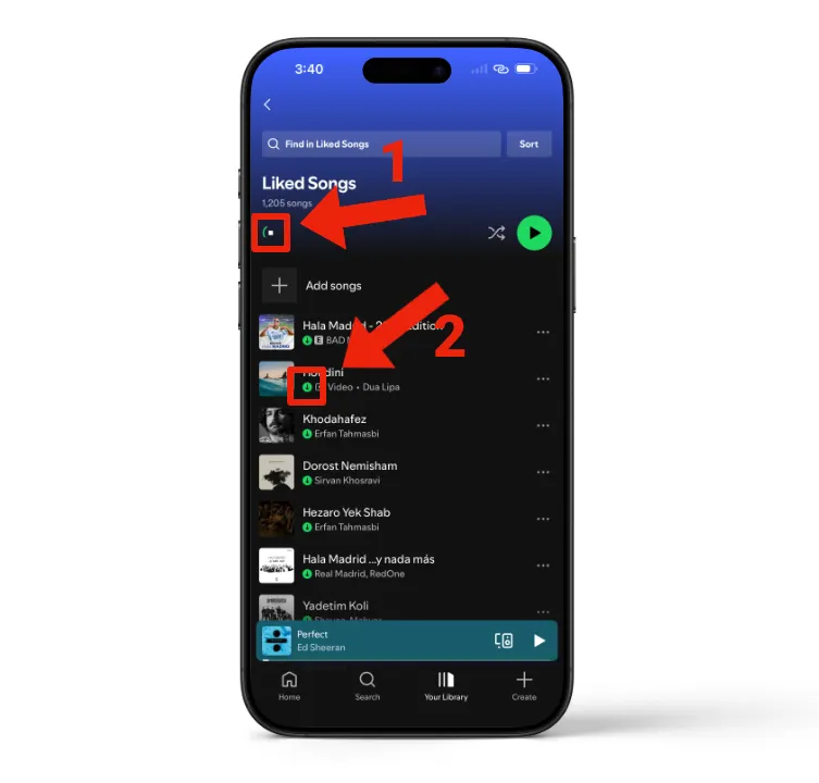 دانلود و پخش آفلاین در اسپاتیفای در موبایل (Android و iOS)