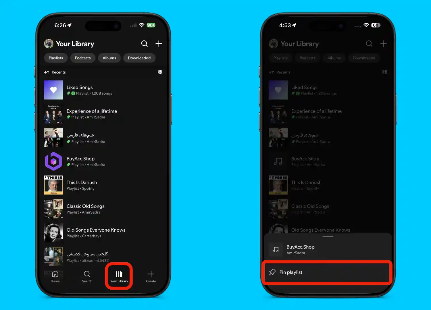 آموزش پین کردن پلیلیستها در اسپاتیفای روی اندروید و iOS